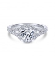 Gabriel & Co. 14k White Gold Contemporary Halo Engagement Ring