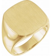 14K Yellow 18x18 mm Square Signet Ring