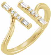 14K Yellow 1/6 CTW Diamond Double Bar Ring