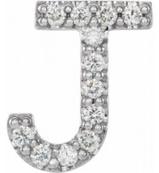 14K White .05 CTW Diamond Single Initial J Earring