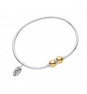 Sterling Silver 14K Gold Double BeadCuff Bracelet