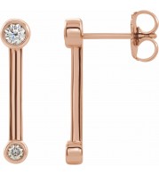 14K Rose 1/5 CTW Diamond Bezel-Set Bar Earrings