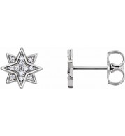 14K White .08 CTW Diamond Star Earrings