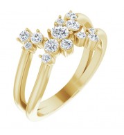 14K Yellow 1/2 CTW Diamond Cluster Bypass Ring