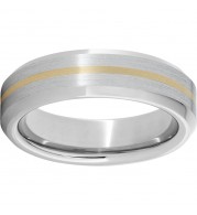 Serinium Beveled Edge Band with a 1mm 14K Yellow Gold Inlay