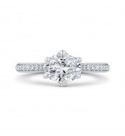 Shah Luxury 14K White Gold Oval Cut Diamond Engagement Ring (Semi-Mount)