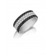 Henri Daussi 9mm Men's Wedding Band  Platinum White B 2.50 Ctw., W 2.30 Ctw. Black Diamond, White Diamond