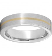 Serinium Pipe Cut Band with a 1mm 14K Yellow Gold Inlay and Satin Finish