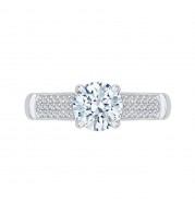 Shah Luxury Round Diamond Cathedral Style Engagement Ring In 14K White Gold (Semi-Mount)