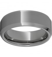 Rugged Tungsten  8mm Beveled Edge Polished Band