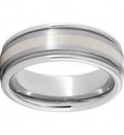 Serinium Rounded Edge Band with a 2mm Sterling Silver Inlay and Satin Finish