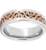 Serinium Pipe Cut Band with Copper Inlay and Fleur De Lis Laser Engraving