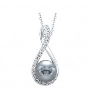 Gems One Silver Cubic Zirconia & Pearl (1 Ctw) Pendant