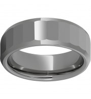Rugged Tungsten  8mm Faceted Top Beveled Edge Polished Band