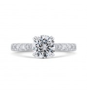 Shah Luxury Round Diamond Engagement Ring In 14K White Gold (Semi-Mount)