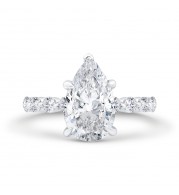 Shah Luxury 14K White Gold Pear Diamond Engagement Ring (Semi-Mount)