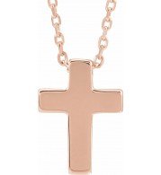 14K Rose Petite Cross 16-18 Necklace