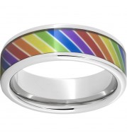 Serinium Pipe Cut Band with Rainbow Inlay