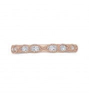 Shah Luxury 14K Rose Gold Pear and Round Diamond Half-Eternity Wedding Band