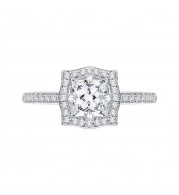 Shah Luxury Princess Cut Diamond Halo Engagement Ring In 14K White Gold (Semi-Mount)