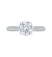 Shah Luxury 14K White Gold Round Diamond Floral Engagement Ring (Semi-Mount)