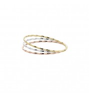 14K White, Yellow, Rose Gold Tri-Set 1.8mm Square Twist Bangle Bracelet