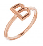 14K Rose Initial B Ring