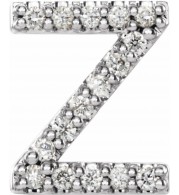 14K White .06 CTW Diamond Single Initial Z Earring