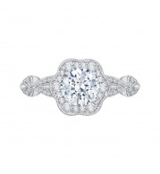 Shah Luxury Round Diamond Engagement Ring In 14K White Gold (Semi-Mount)