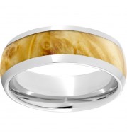 Serinium Domed Band with Exotic Box Elder Wood Inlay
