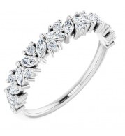 14K White 1/2 CTW Diamond Tilted Marquise Anniversary Band