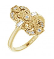 14K Yellow 1/6 CTW Diamond Vintage-Inspired Ring