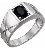 14K White Onyx Ring
