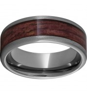Rugged Tungsten  8mm Pipe Cut Band with Cabernet Barrel Aged Inlay and Stone Finish