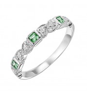 Gems One 10Kt White Gold Diamond (1/10Ctw) & Emerald (1/10 Ctw) Ring