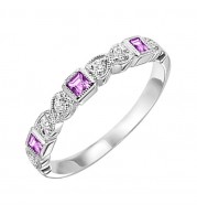 Gems One 10Kt White Gold Diamond (1/12Ctw) & Pink Sapphire (1/8 Ctw) Ring