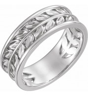 14K White Leaf Ring