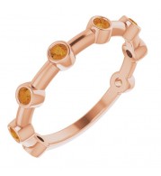 14K Rose Citrine Bezel-Set Bar Ring