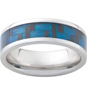 Serinium Pipe Cut Band with Blue Carbon Fiber Inlay