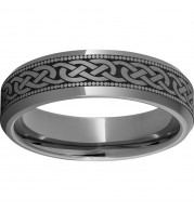 Rugged Tungsten  6mm Beveled Edge Band with 3KM Laser Engraving