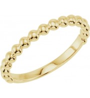 14K Yellow Stackable Beaded Ring