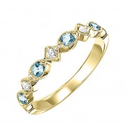 Gems One 10Kt Yellow Gold Diamond (1/20Ctw) & Aquamarine (1/6 Ctw) Ring