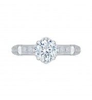 Shah Luxury 14K White Gold Round Cut Diamond Engagement Ring (Semi-Mount)