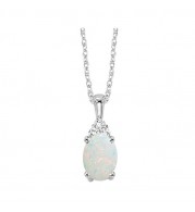 Gems One 10Kt White Gold Diamond (1/50Ctw) & Opal (1/2 Ctw) Pendant