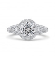 Shah Luxury 14K Two-Tone Gold Round Cut Diamond Halo Engagement Ring (Semi-Mount)