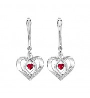 Gems One Silver Diamond (1/50 Ctw) & Created Ruby (1/8 Ctw) Earring