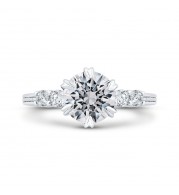 Shah Luxury 14K White Gold Round Cut Diamond Engagement Ring (Semi-Mount)