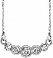 14K White Graduated Bezel-Set 1/5 CTW Diamond 16-18 Necklace