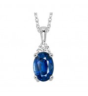 Gems One 10Kt White Gold Diamond (1/50Ctw) & Sapphire (1/2 Ctw) Pendant