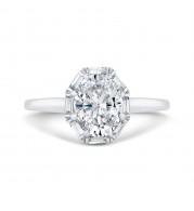 Shah Luxury 18K White Gold Oval Cut Diamond Halo Engagement Ring (Semi-Mount)